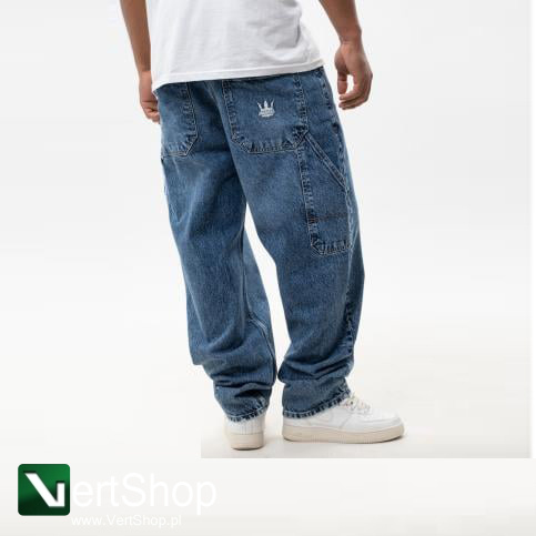 JIGGA WEAR Spodnie Jeansowe Super Baggy Cargo Męskie Niebieskie Jigga Wear Crown