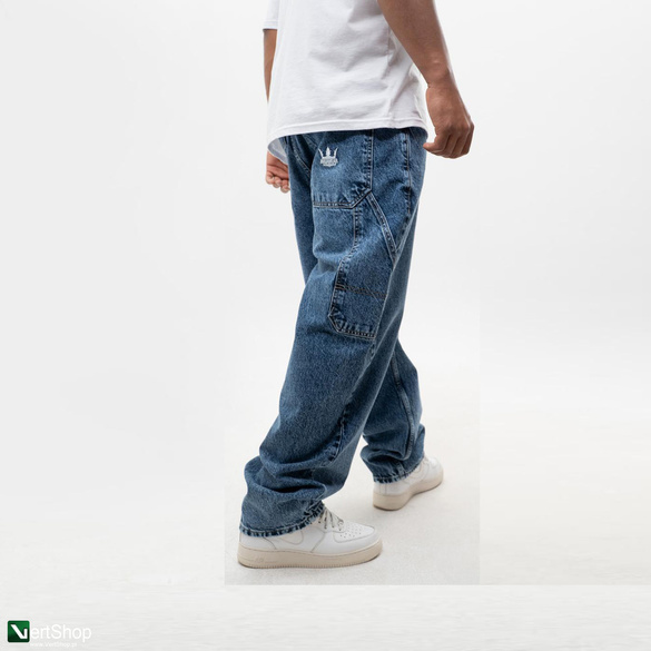 JIGGA WEAR Spodnie Jeansowe Super Baggy Cargo Męskie Niebieskie Jigga Wear Crown