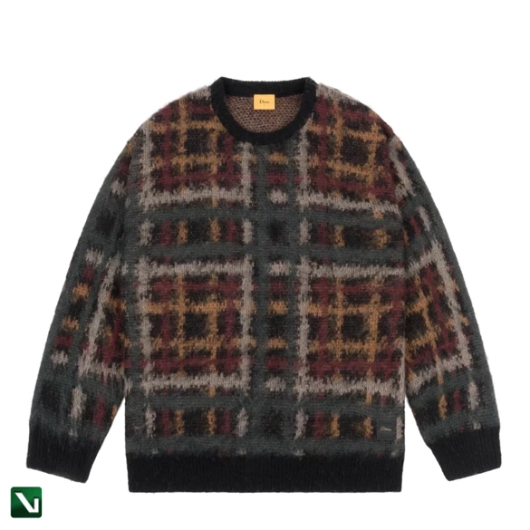 sweter Dime Plaid Mohair Knit (Black)