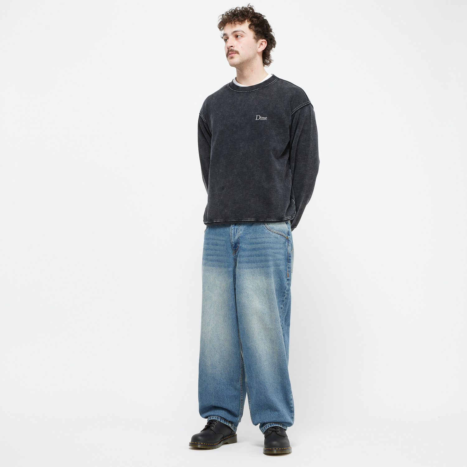 pol pl Bluza Dime French Terry crewneck faded black 32807 3