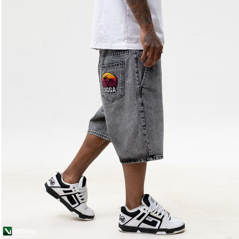 pol pl JIGGA WEAR Krotkie Spodenki Jeansowe Baggy Meskie Szare Jigga Wear Palm 210301 4
