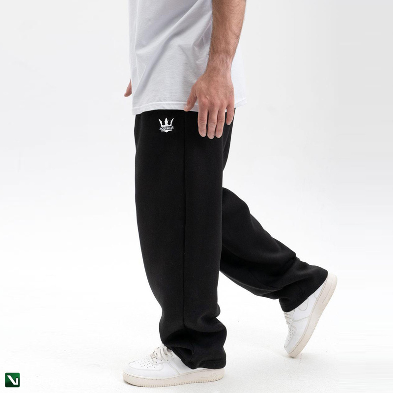 pol pl JIGGA WEAR Spodnie Dresowe Baggy Meskie Jasne Czarne Jigga Wear Haft Logo Drawcord 209229 5