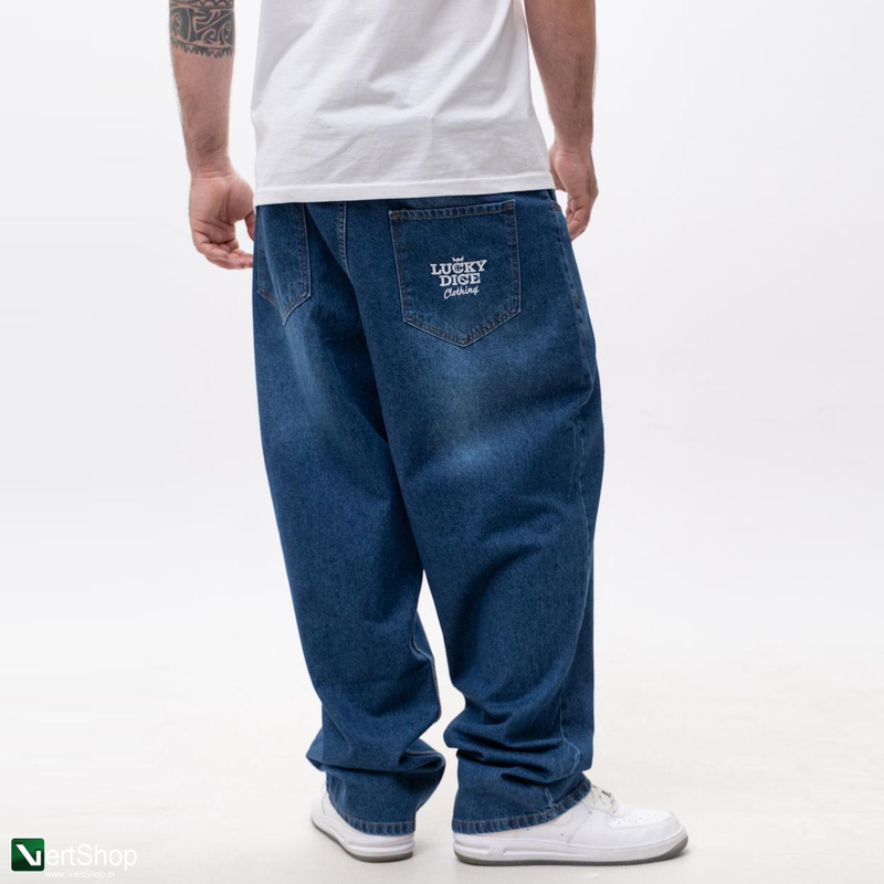 pol pl Lucky Dice LD Clothing Spodnie Jeansowe Baggy Meskie Ciemne Niebieskie Biale 209732 1